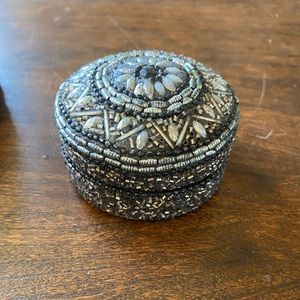 Beaded metal trinket box